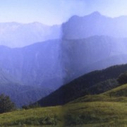 Julische Alpen Ausblick vom Colle die Montemaggiore nach Norden zum Monte Canin 9. Tag, 28. Juni 2006