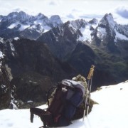 Der Kaunergrat in den Ötztaler Alpen von der Luibis-Scharte (Geigenkamm) Nach einem Wintereinbruch 33. Tag, 15. August 2006